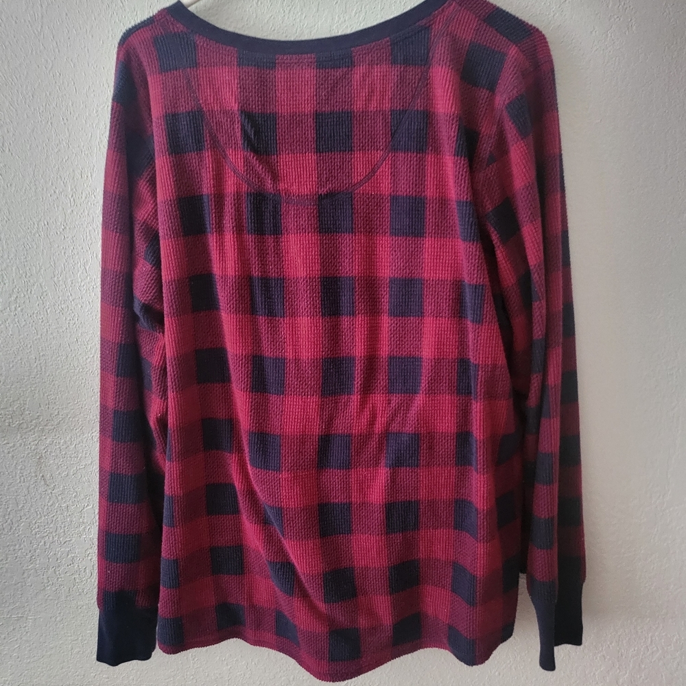 Nautica Pajamas pants shirt red black plaid long sleeve top button closure XXL - Picture 5 of 6